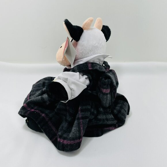 FAO Schwarz Cow Plush Toy 13” Dress Plaid Student School Uniform Backpack Outfit - Picture 4 of 12